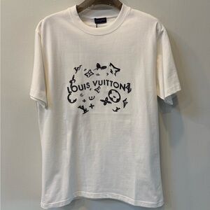 Louis Vuitton Cream Tee with Black Graphic